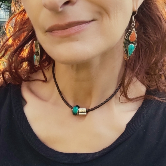 Pandora Designer Best Friend Leather Silver Double Bracelet/Choker - Picture 6 of 6